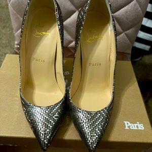 Silver metallic Red bottoms size 36